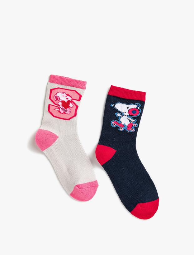  Kız Çocuk 2'li Snoopy Lisanslı Çorap Seti
