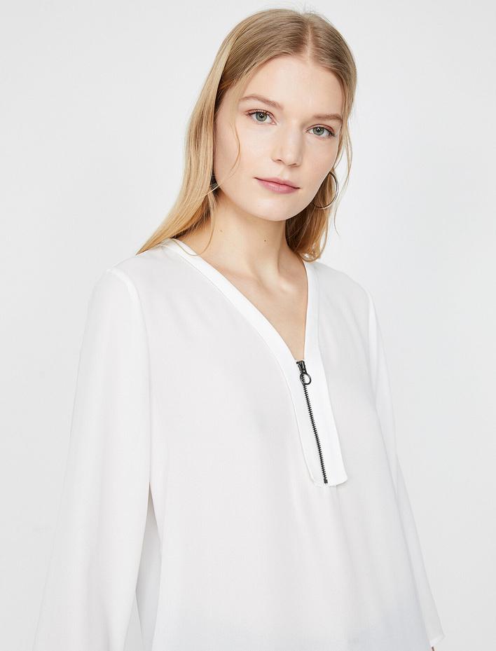  Fermuar Detaylı Bluz