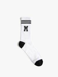 M Harf Baskılı Çorap