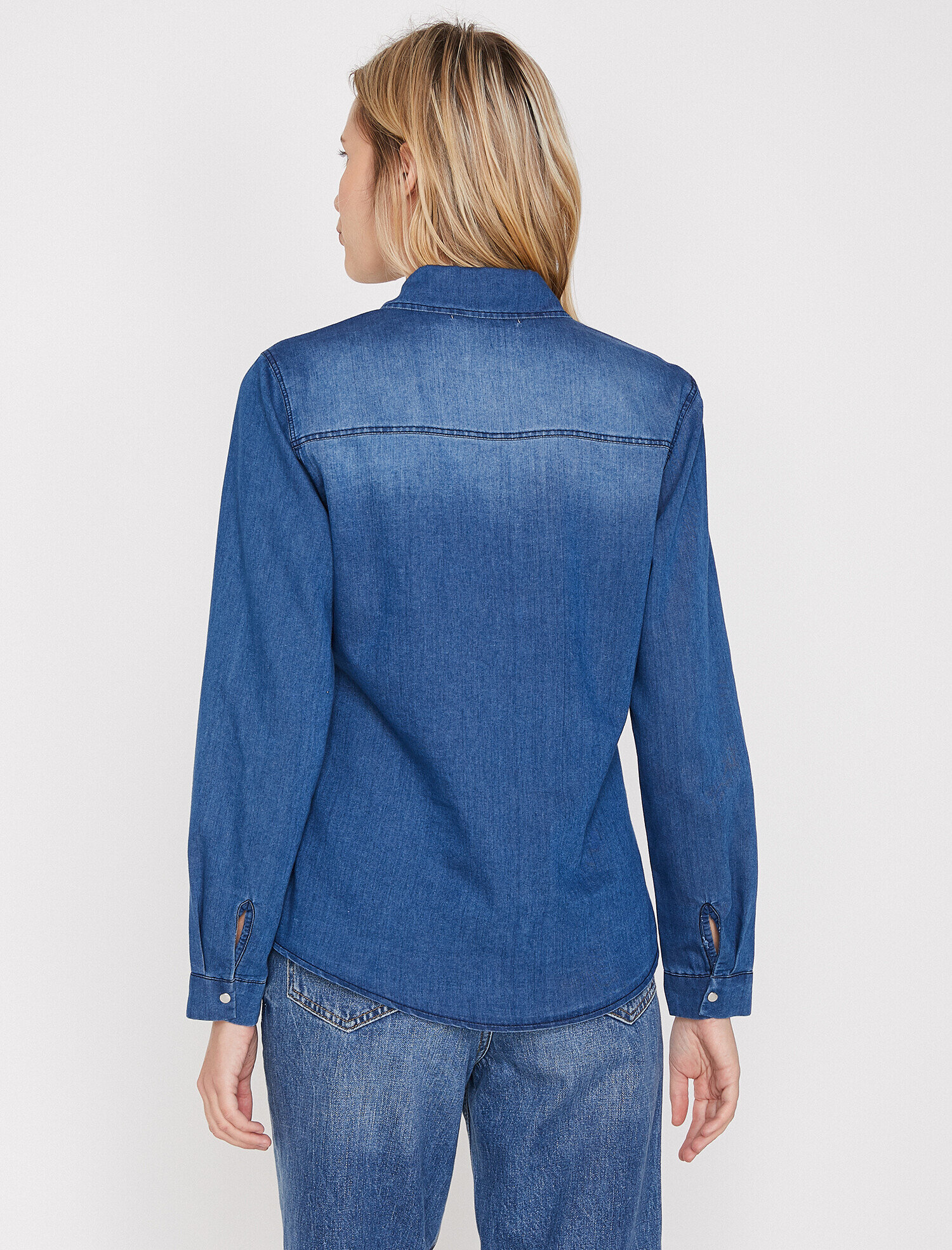   Cep Detaylı Jean Gömlek