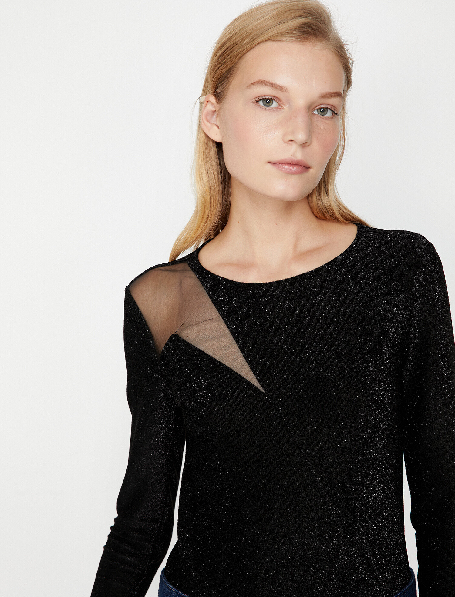   Simli Abiye Bluz Tül Detaylı