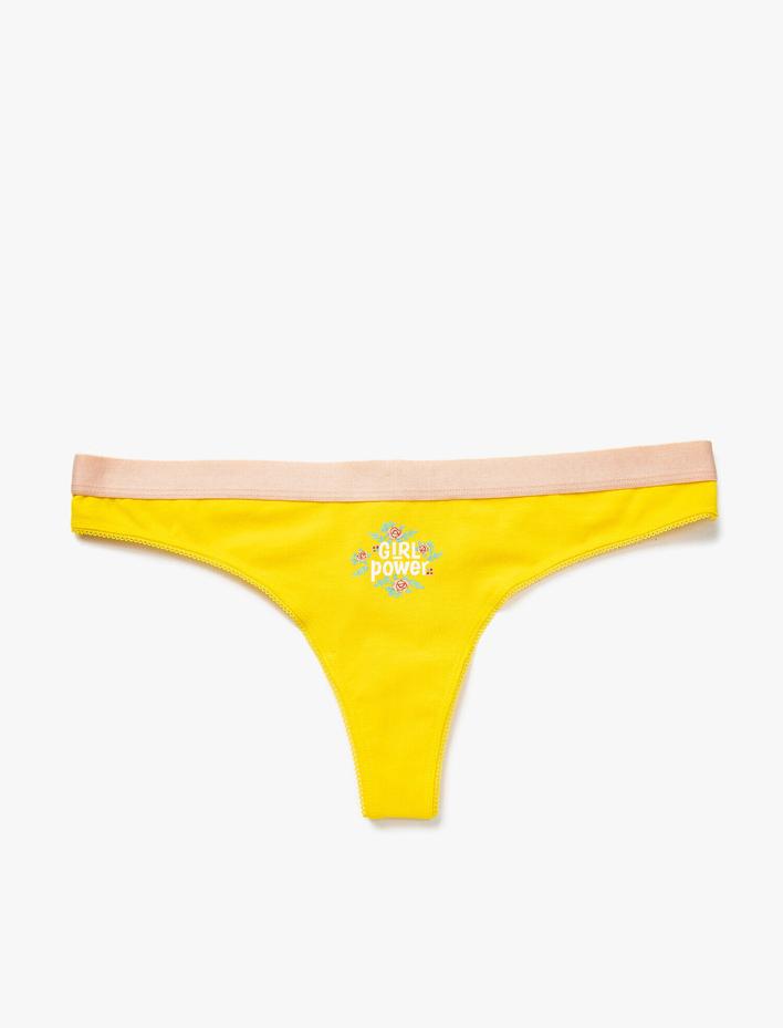  Pamuklu Baskılı String Basic Külot