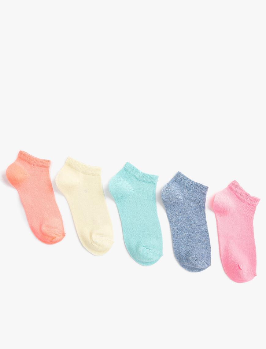  Kız Çocuk 5'li Patik Çorap Renkli Çoklu
