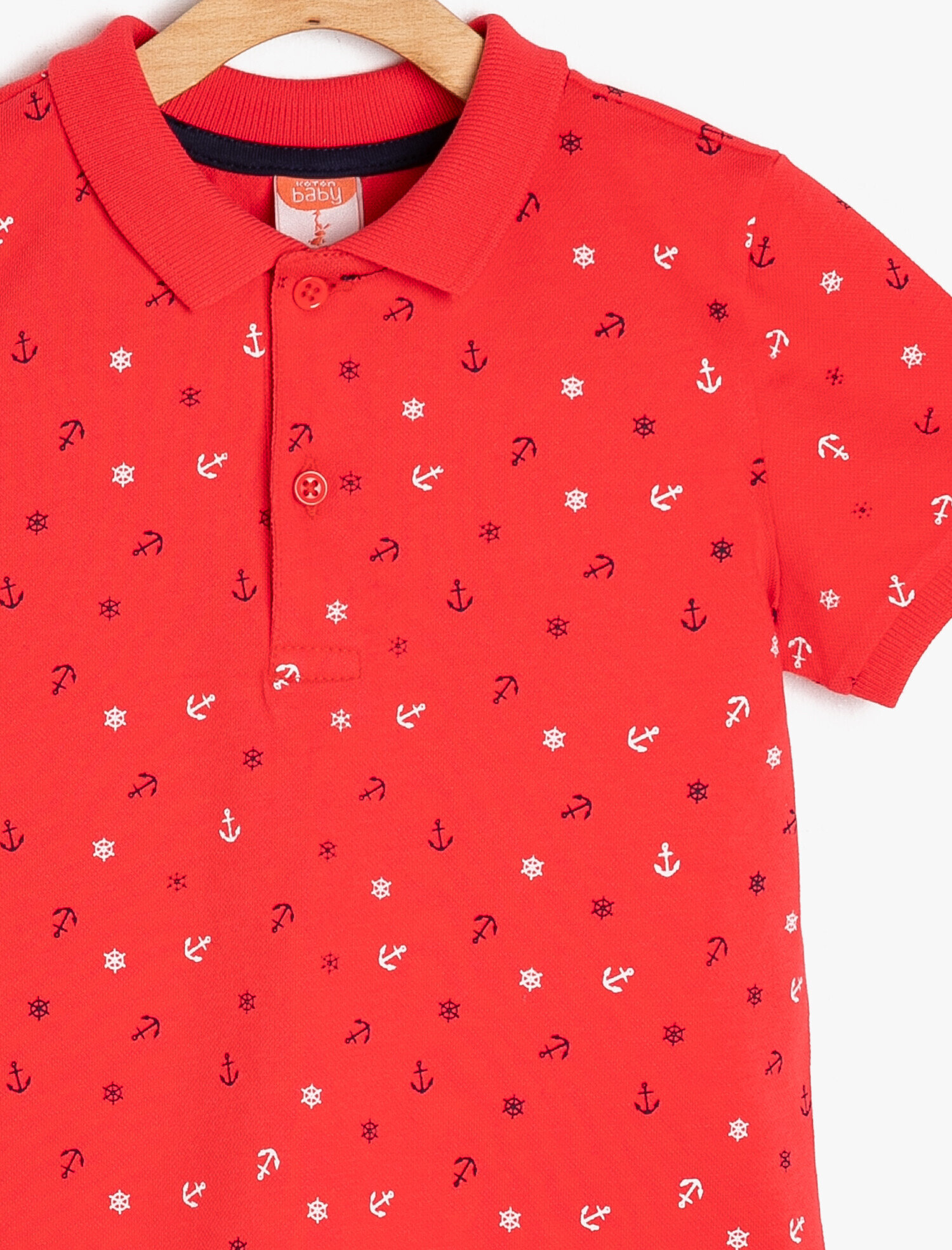  Erkek Bebek Polo Yaka Tişört Desenli Kısa Kollu