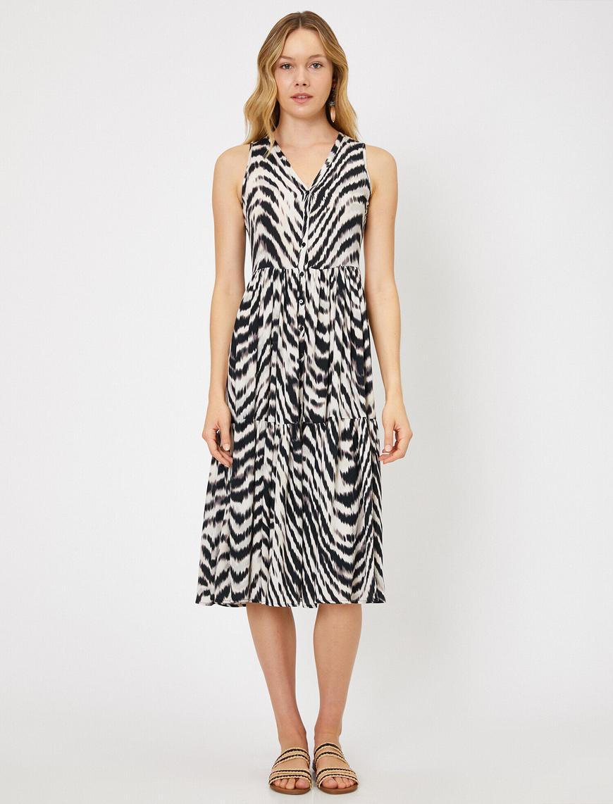   Zebra Desenli Elbise