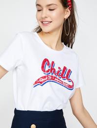 Bisiklet Yaka Baskılı Kısa Kol Tişört