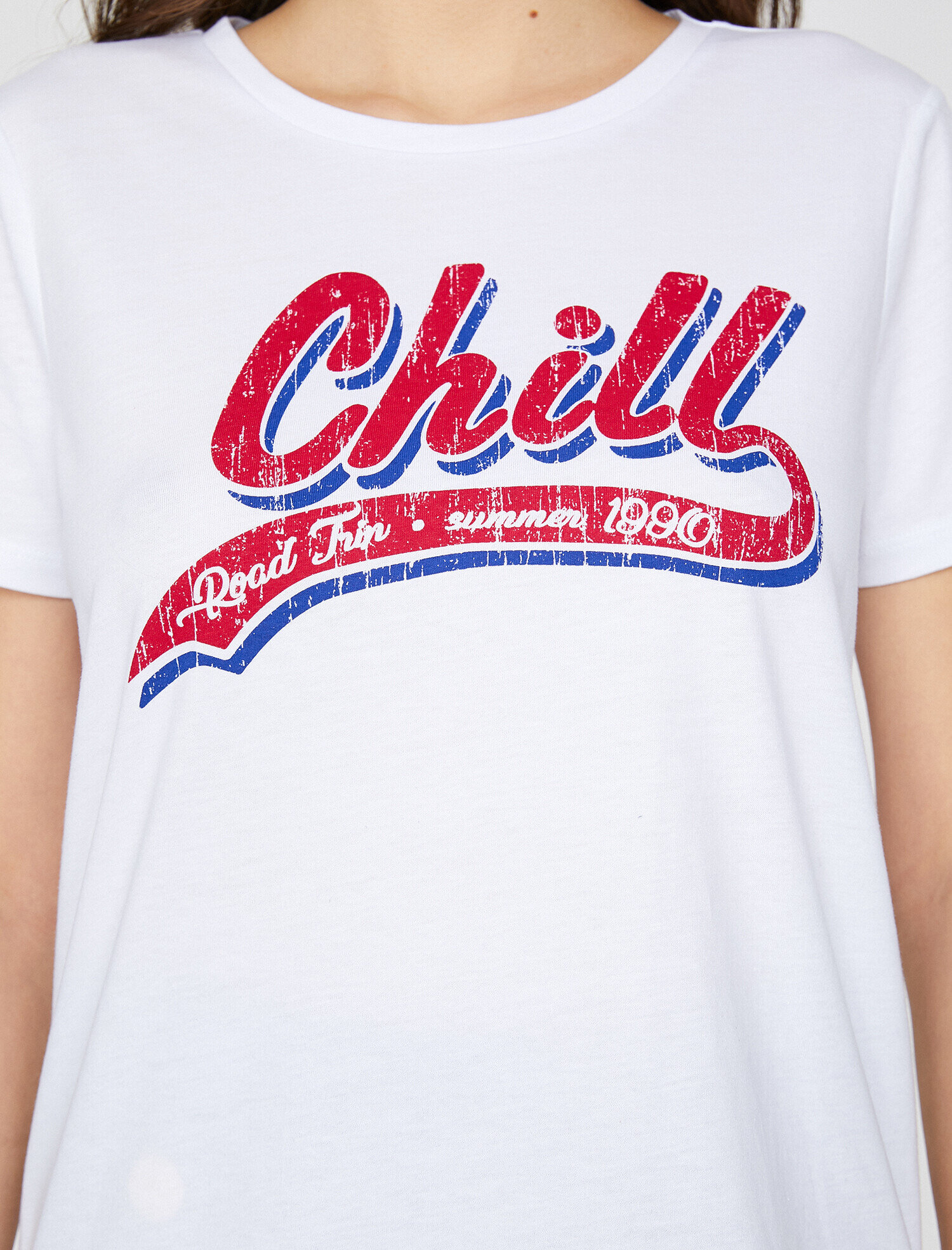   Bisiklet Yaka Baskılı Kısa Kol Tişört