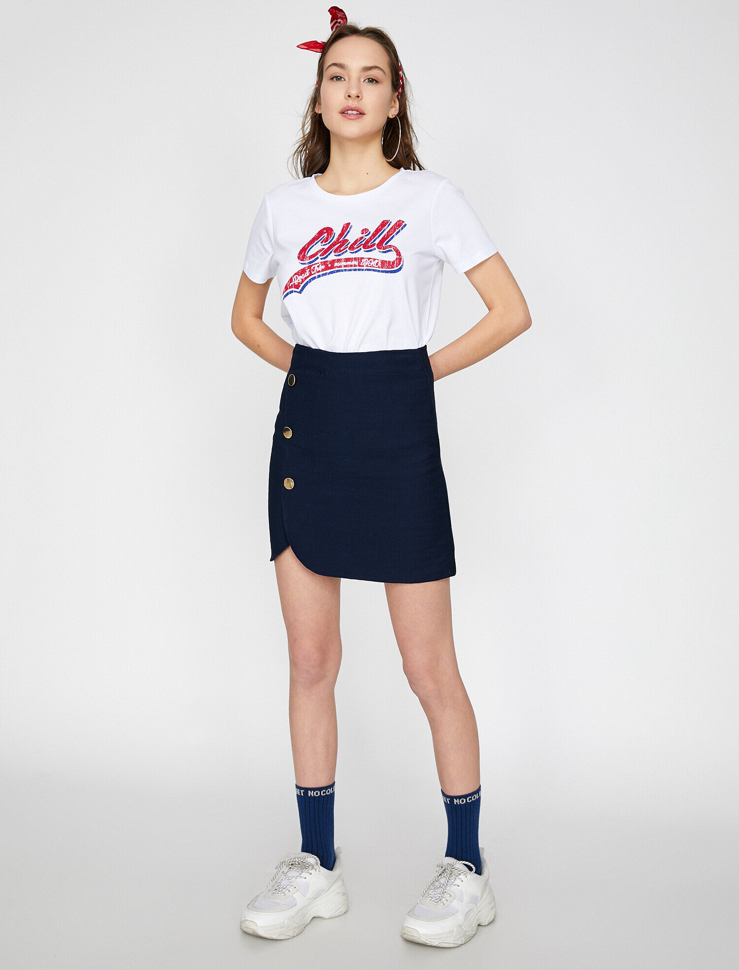   Bisiklet Yaka Baskılı Kısa Kol Tişört