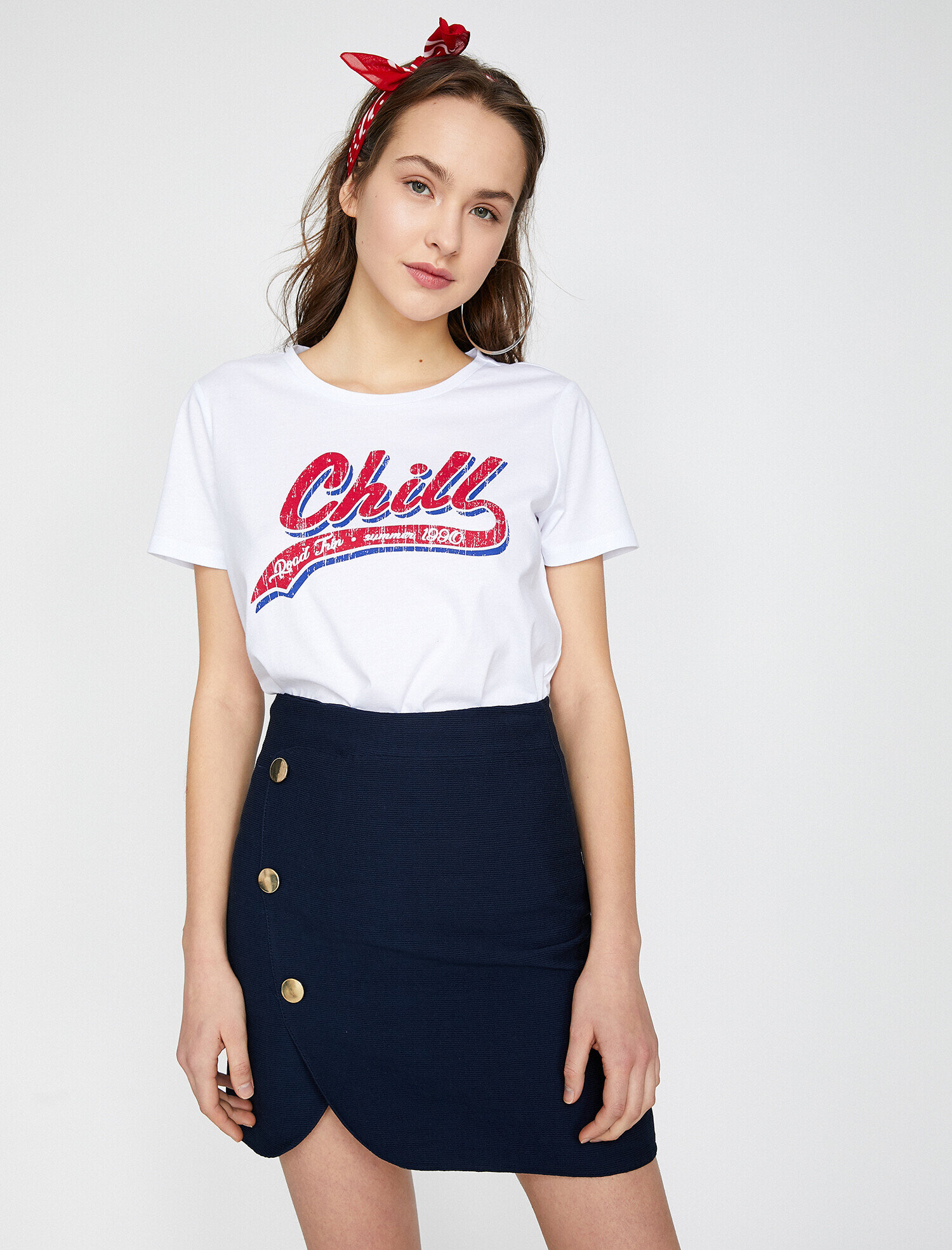   Bisiklet Yaka Baskılı Kısa Kol Tişört