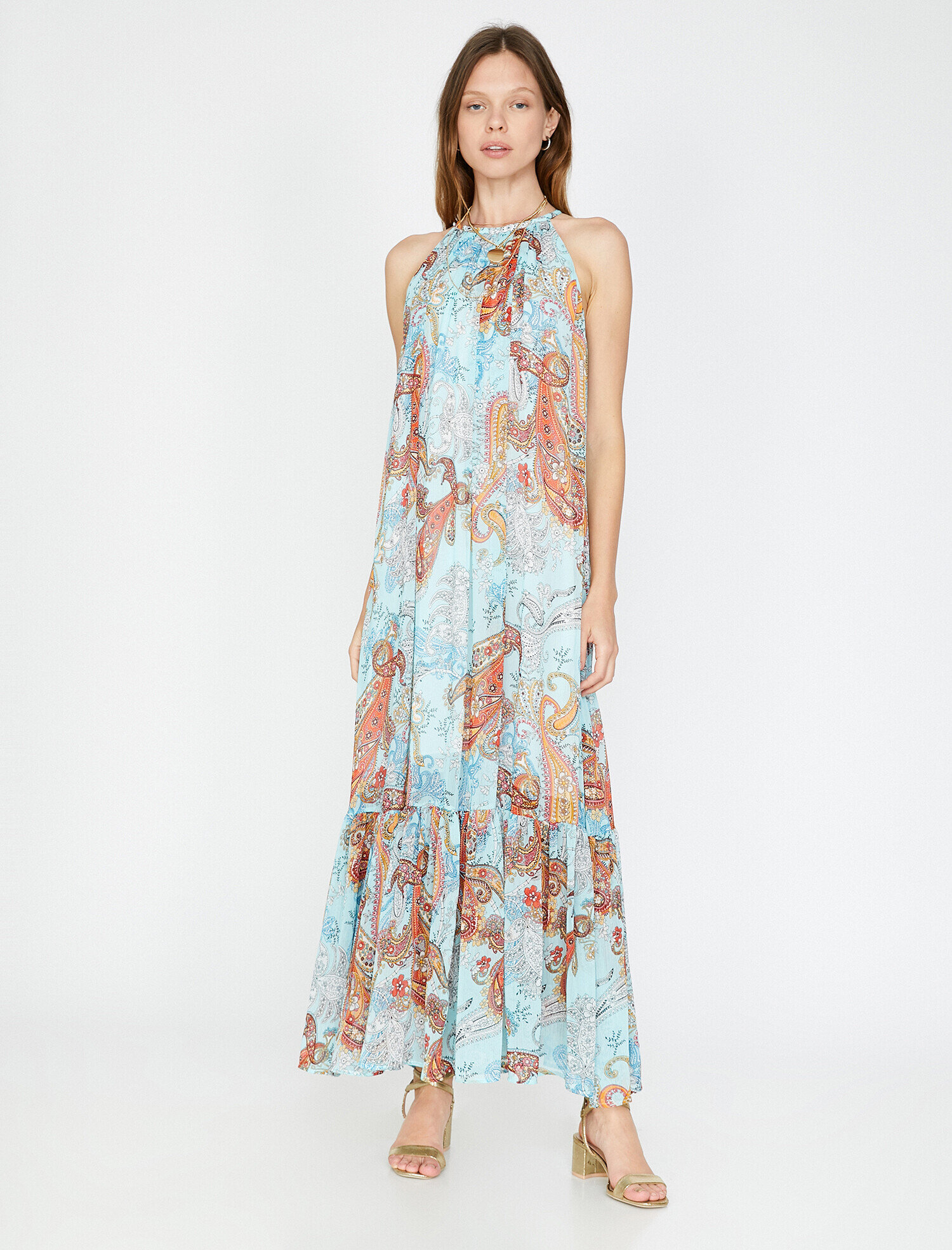   Uzun Elbise Kolsuz Bisiklet Yaka