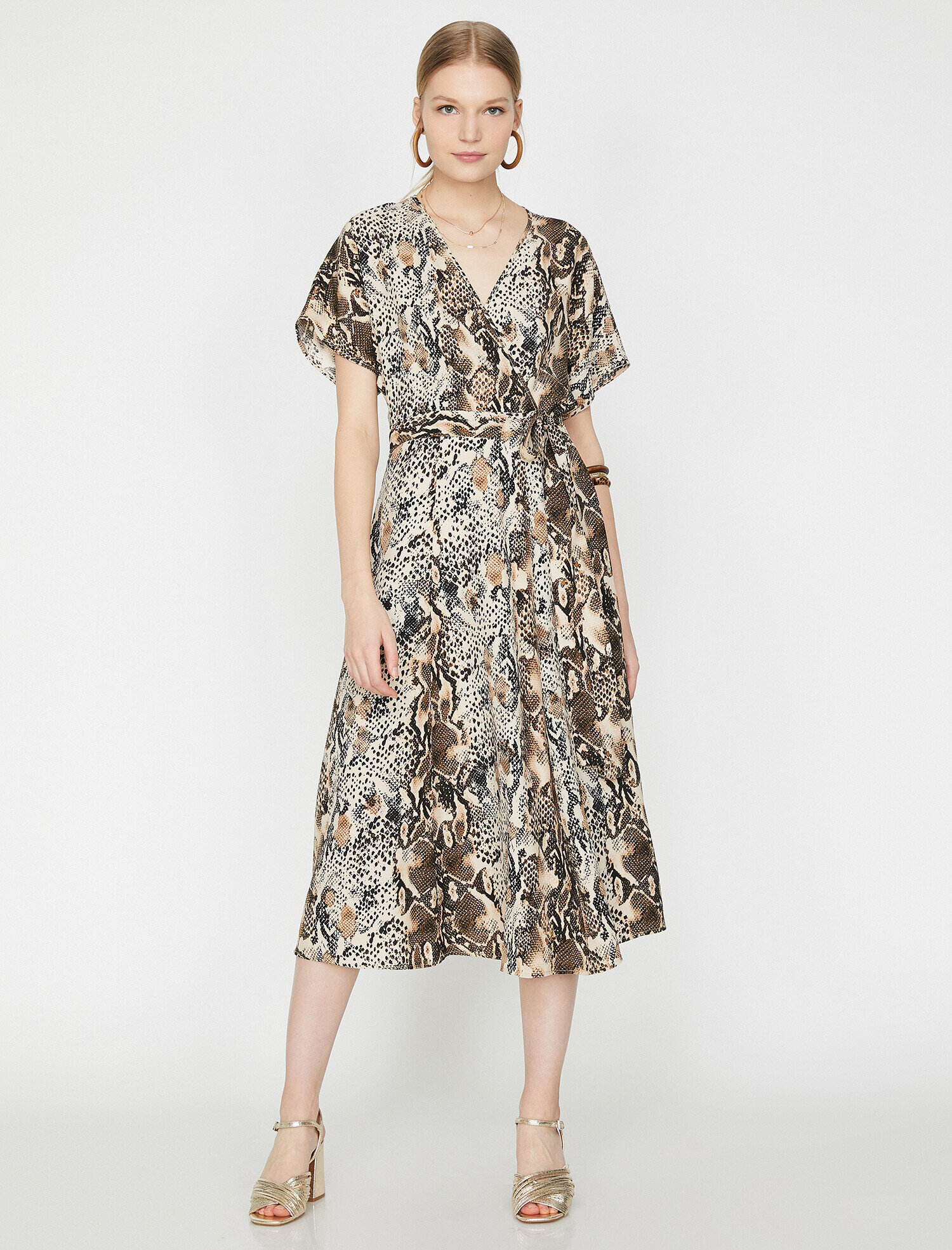   Yılan Derisi Desenli Elbise