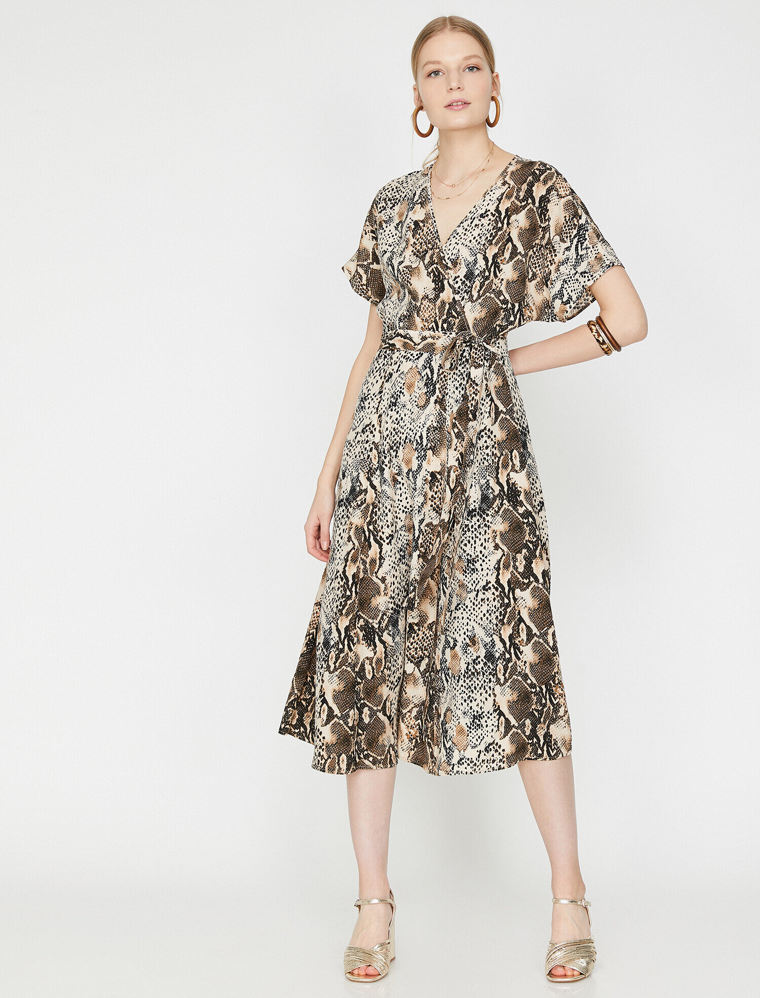   Yılan Derisi Desenli Elbise