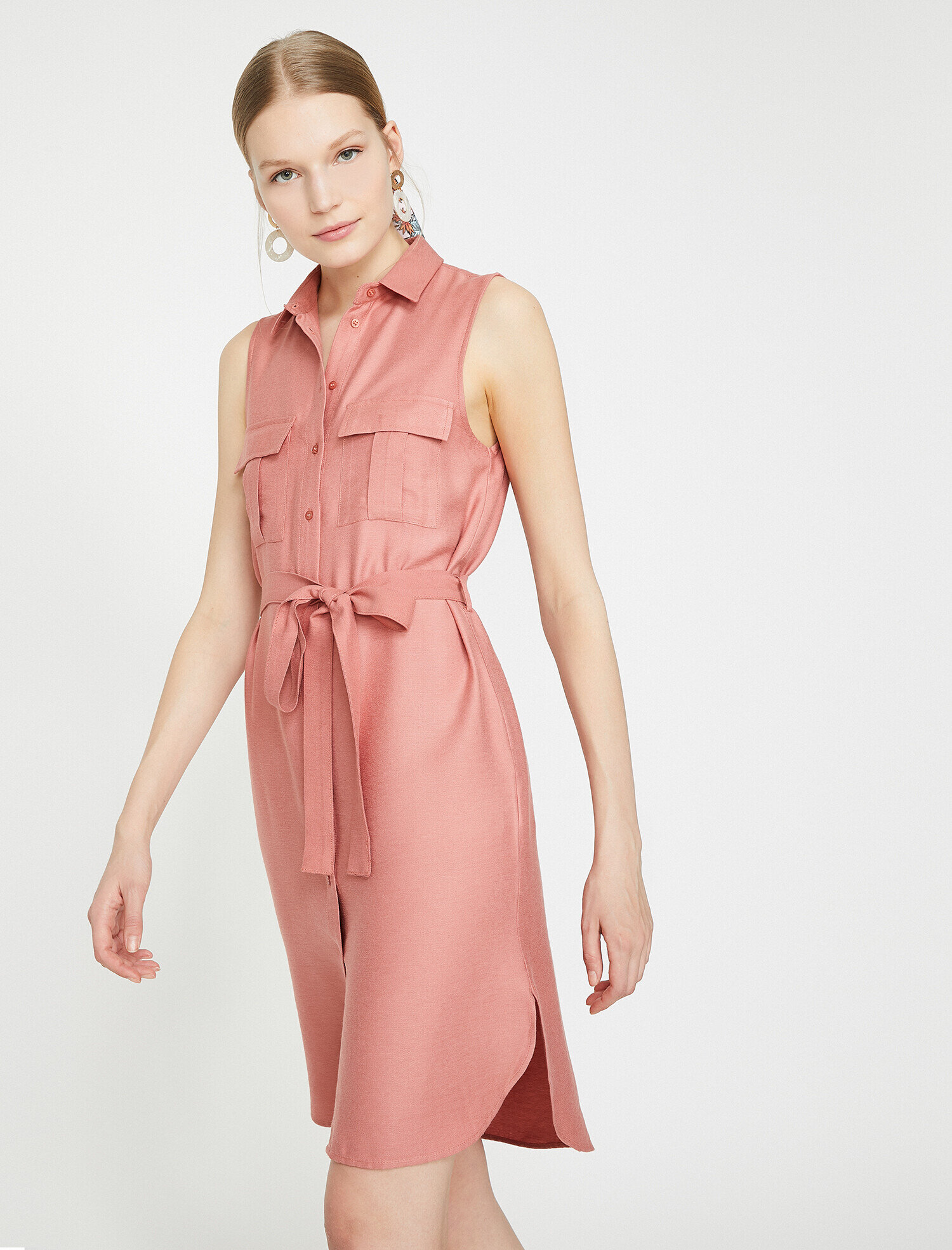   Düğme Detaylı Elbise