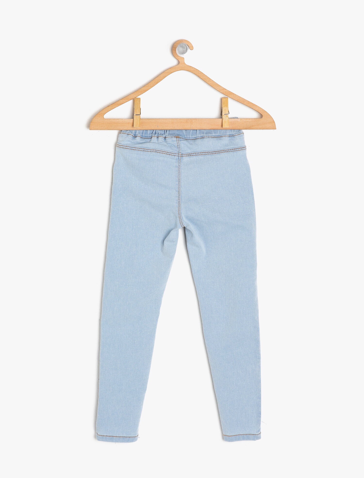  Kız Çocuk Tayt Kot Pantolon Görünümlü Beli Lastikli