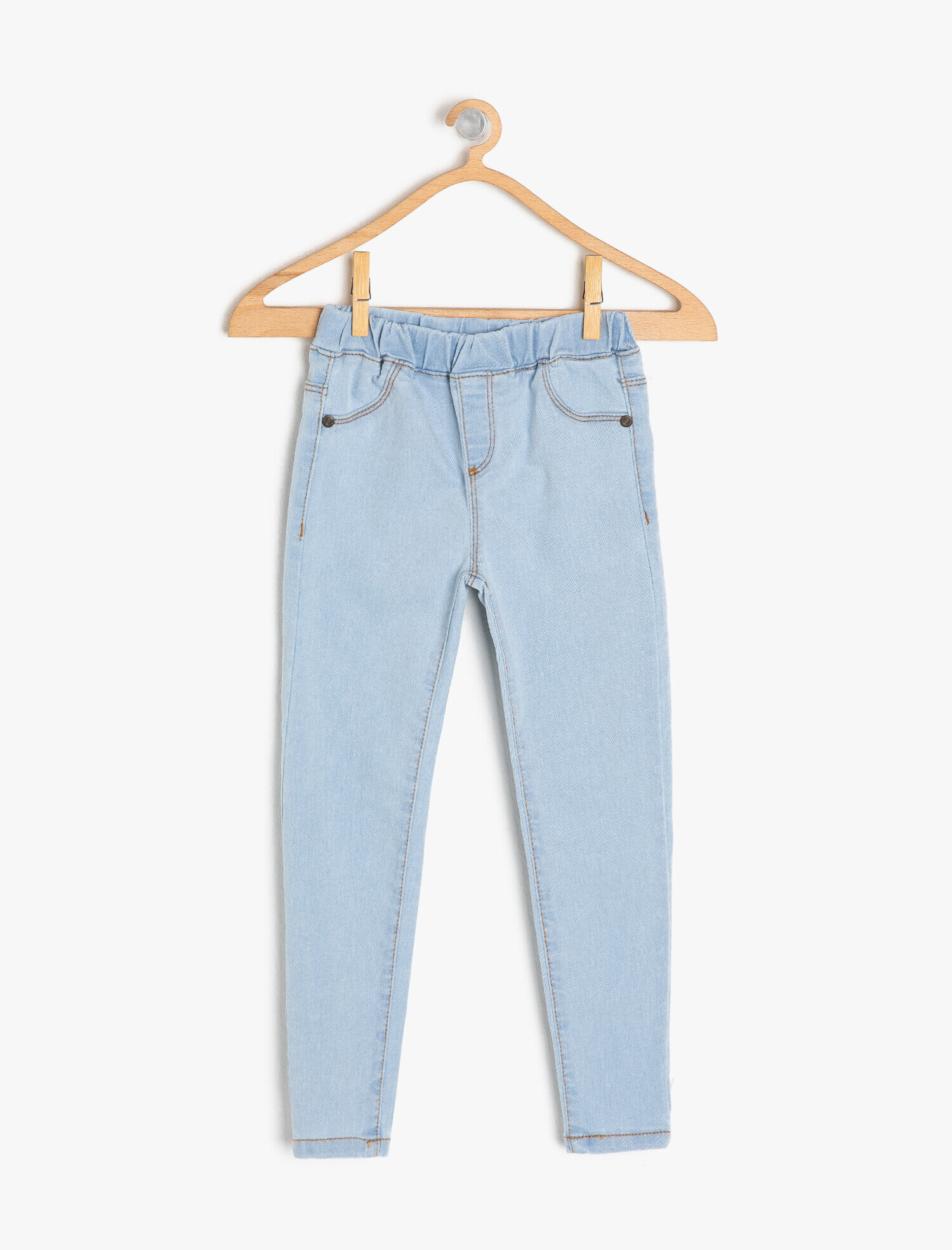  Kız Çocuk Tayt Kot Pantolon Görünümlü Beli Lastikli