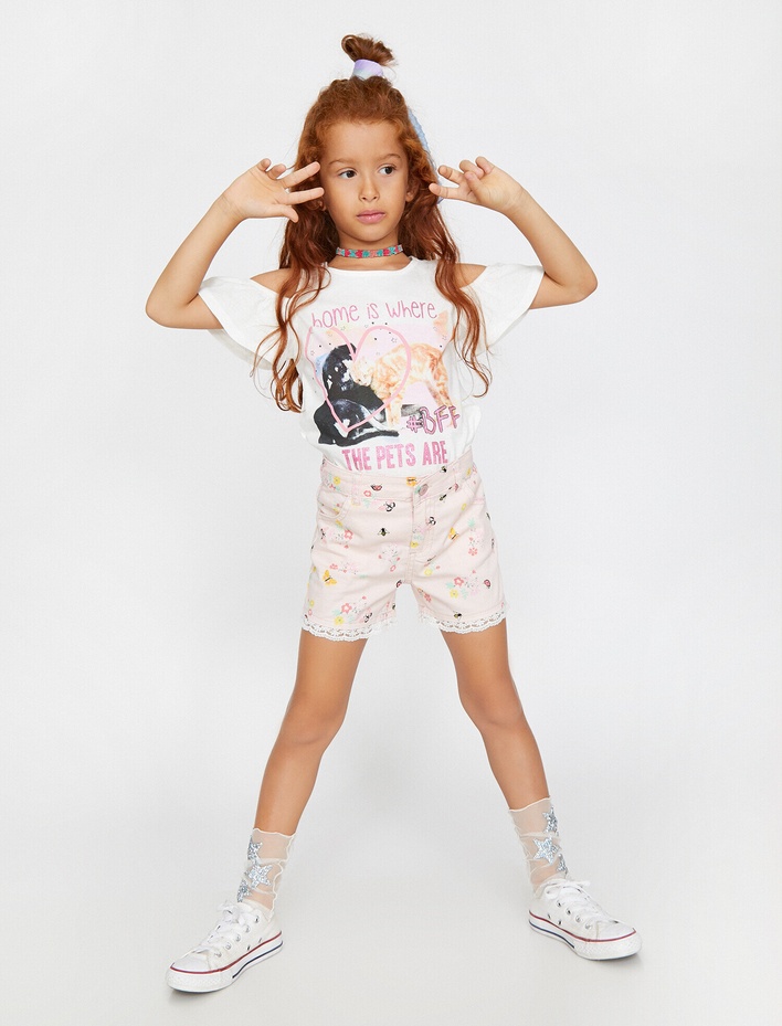 Kız Çocuk Baskılı Şort