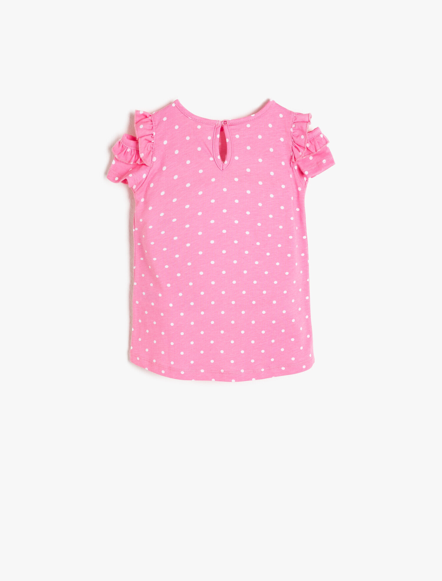  Kız Bebek Puantiyeli Elbise Bisiklet Yaka Kısa Kollu