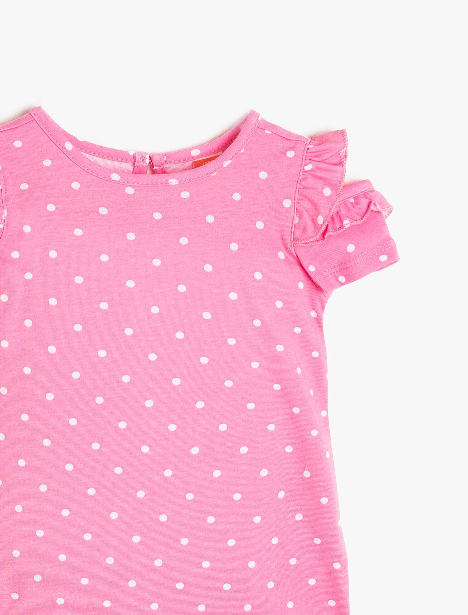  Kız Bebek Puantiyeli Elbise Bisiklet Yaka Kısa Kollu