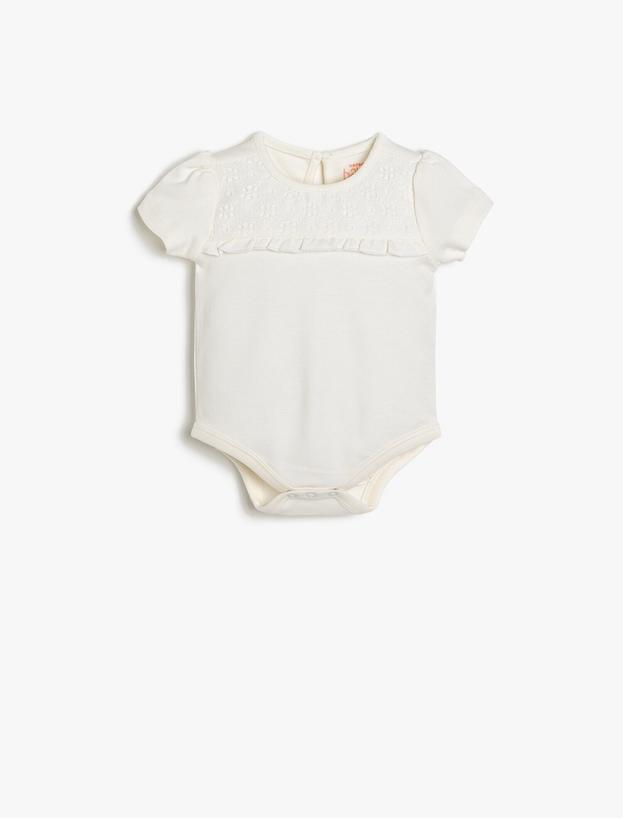  Kız Bebek Kısa Kollu Çıtçıtlı Body Bisiklet Yaka