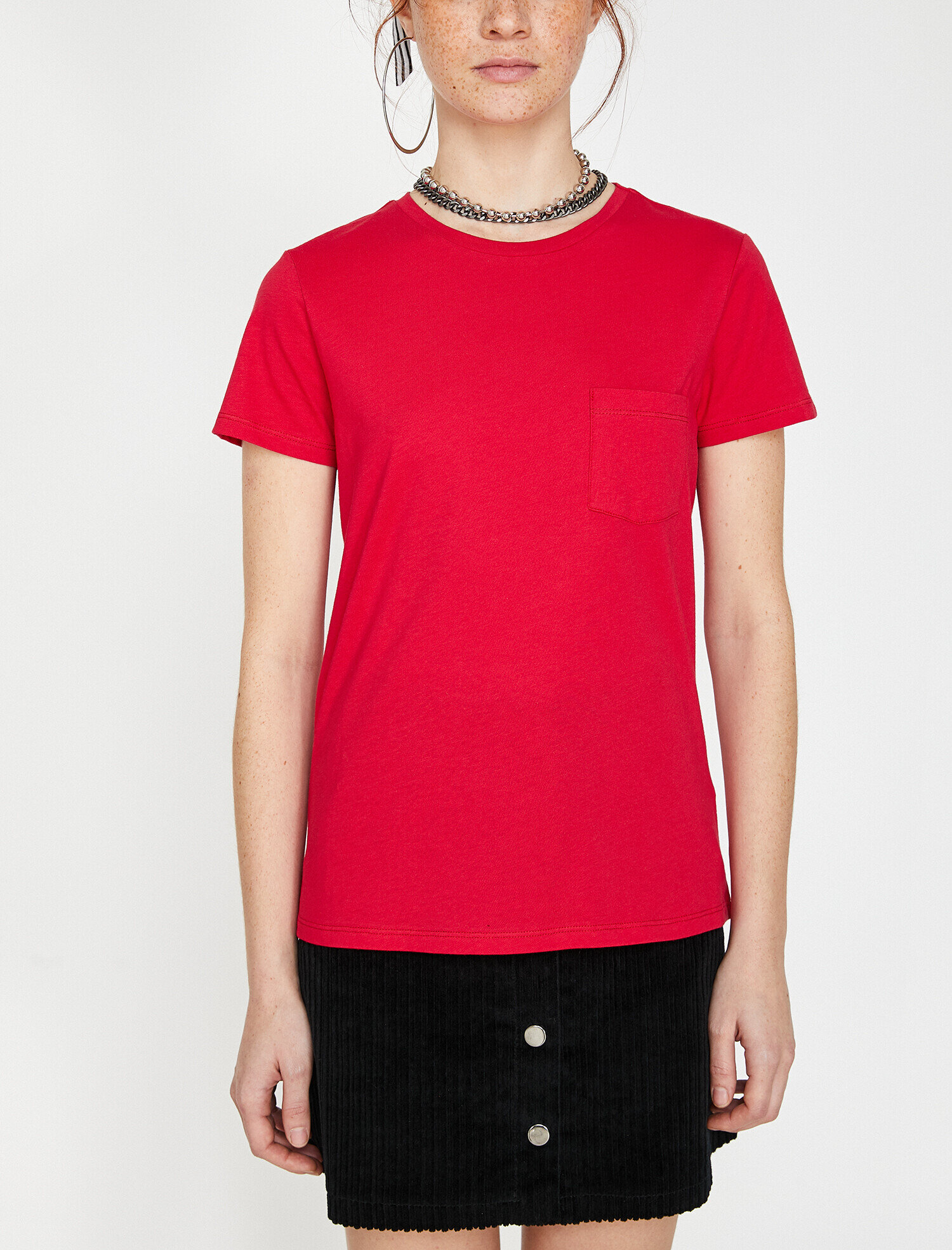 Bisiklet Yaka Cepli Basic Kısa Kol Tişört