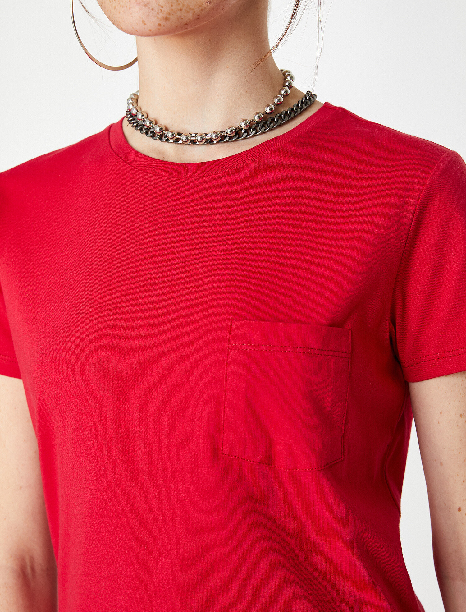 Bisiklet Yaka Cepli Basic Kısa Kol Tişört