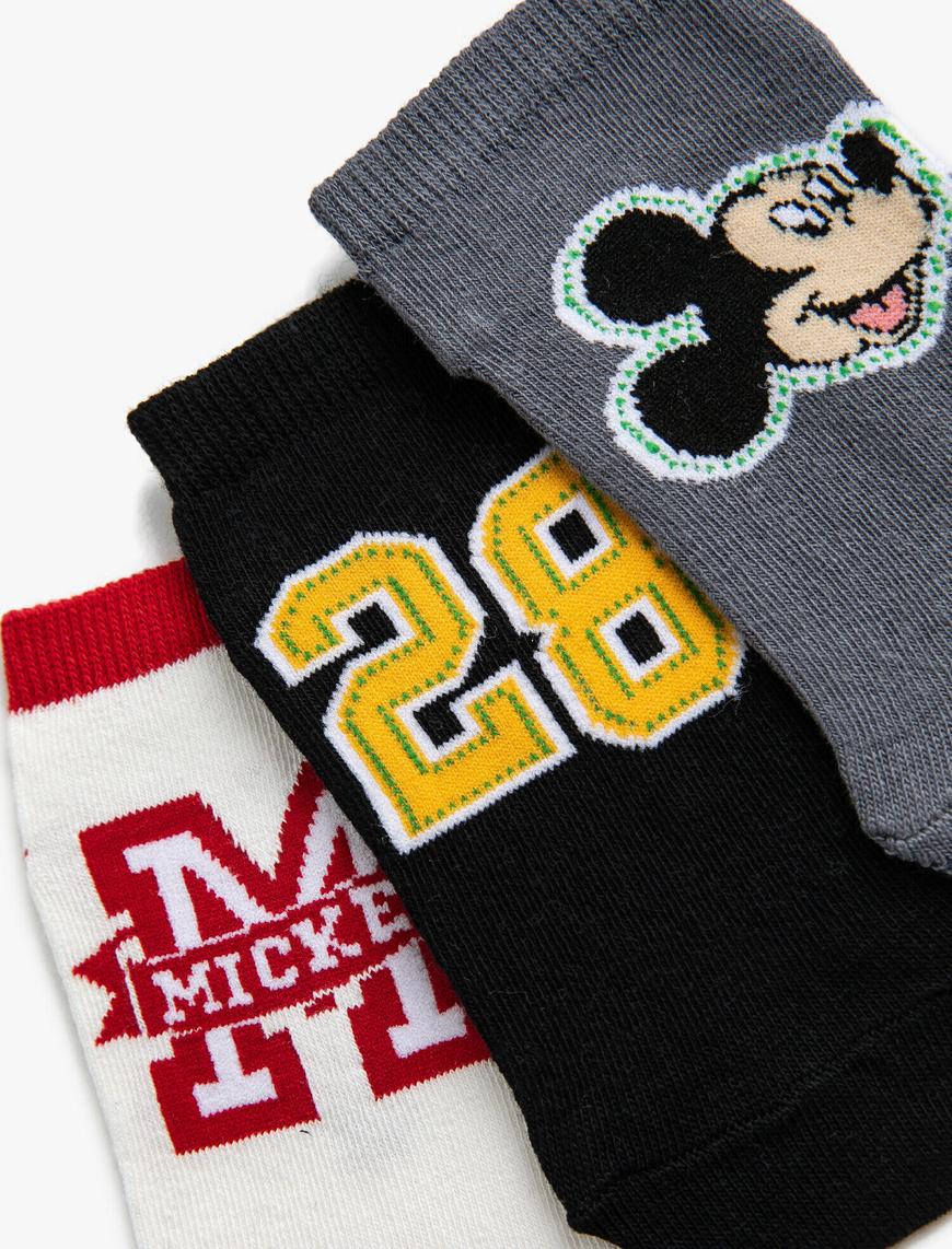  Erkek Çocuk 3'lü Mickey Mouse Lisanslı Çorap Seti
