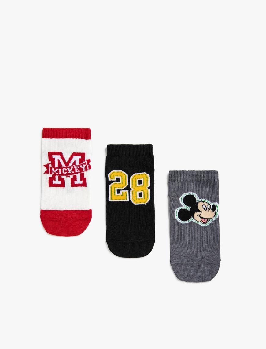  Erkek Çocuk 3'lü Mickey Mouse Lisanslı Çorap Seti