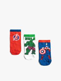 3'lü Marvel Baskılı Lisanslı Çorap Seti