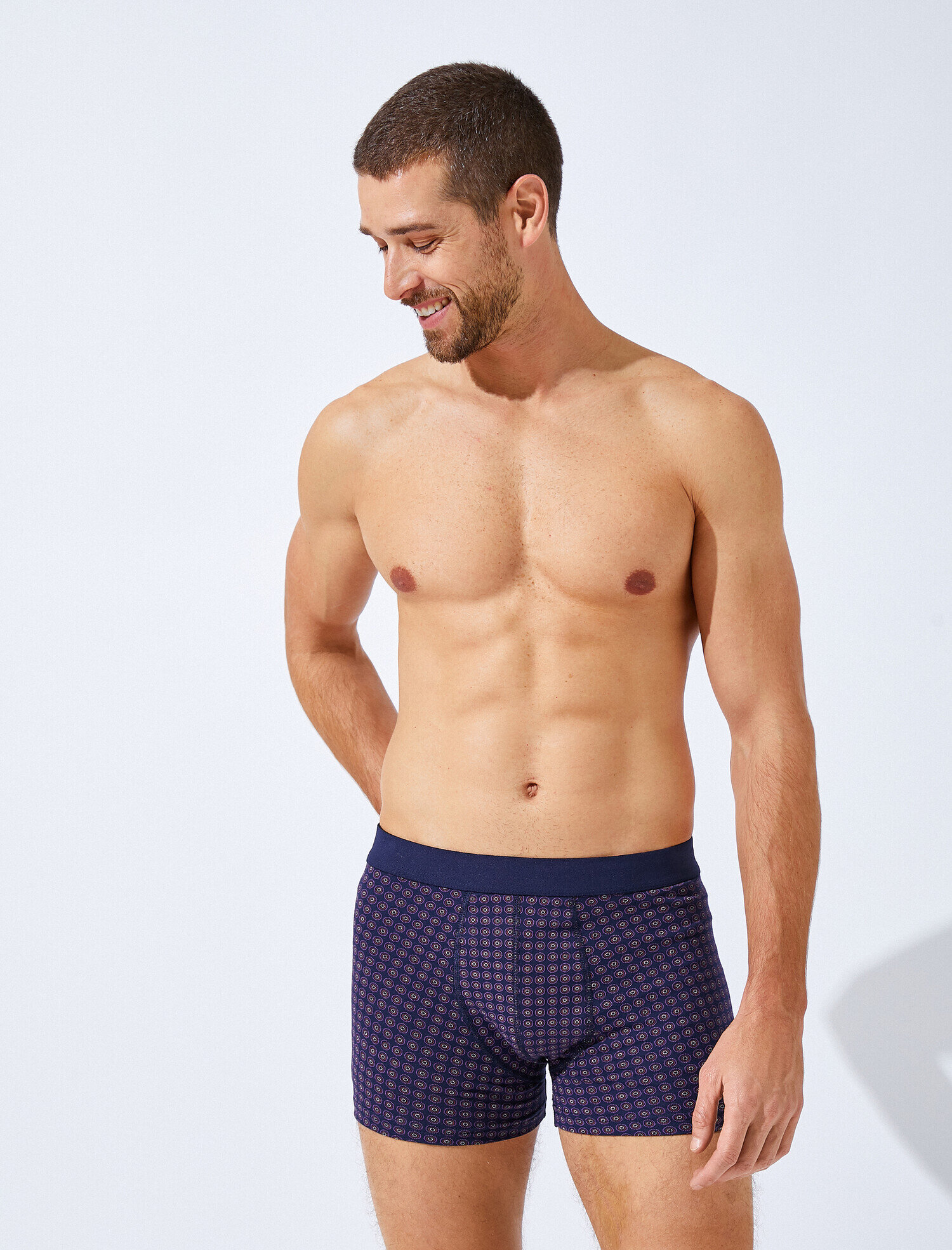   Desenli Pamuklu Basic 3'lü Boxer Seti