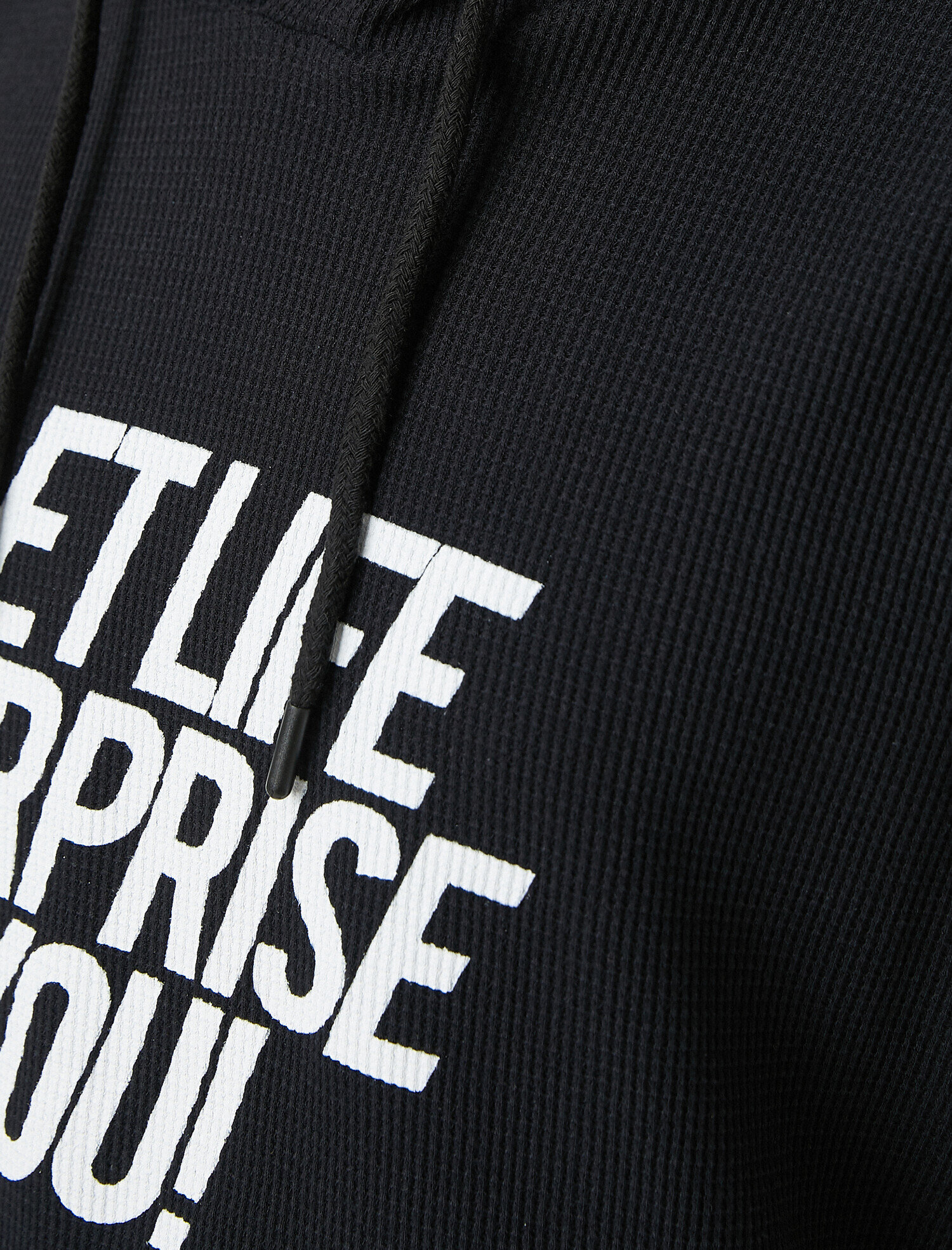   Oversize Kapşonlu Tişört Pamuklu Kolsuz Slogan Baskılı