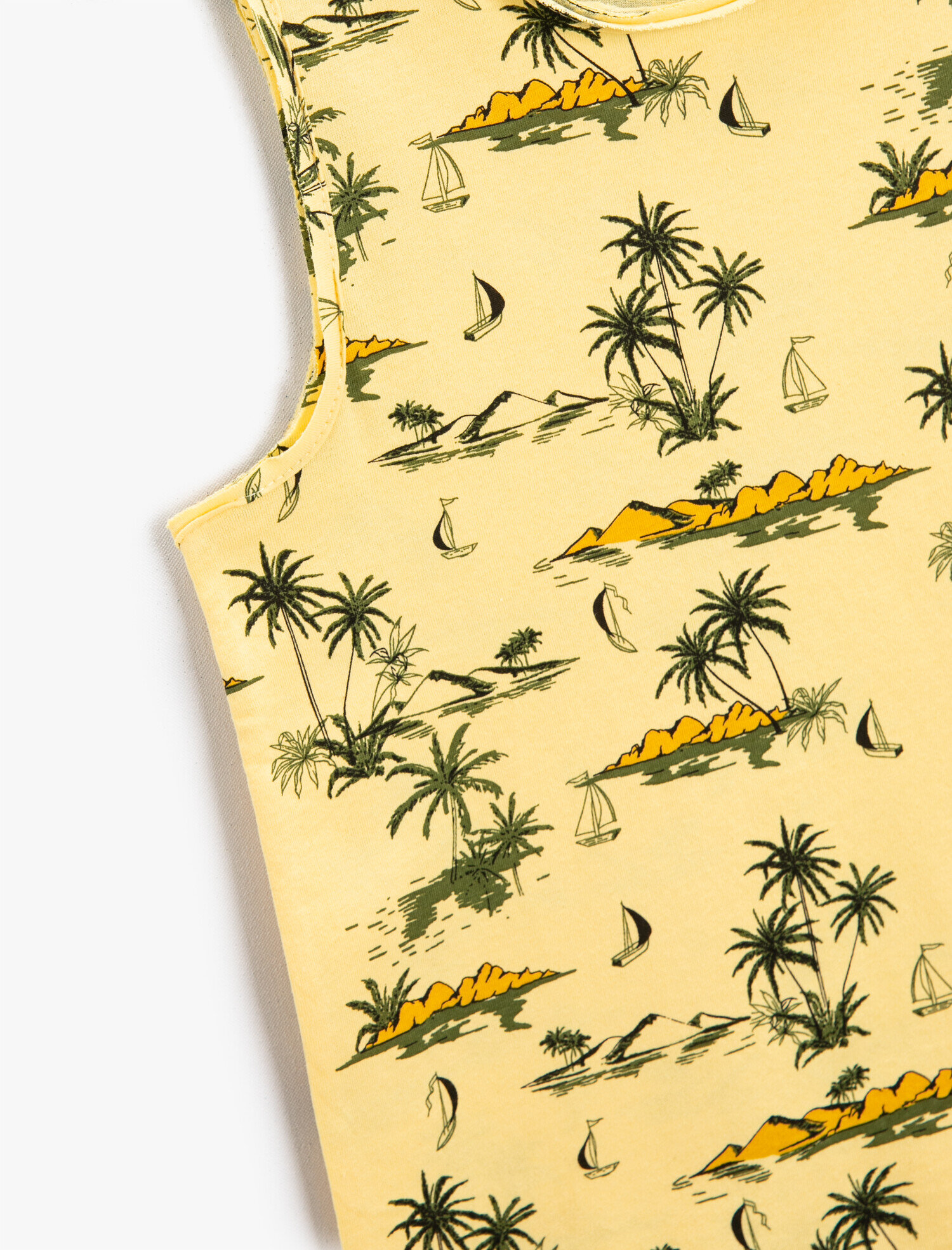  Erkek Çocuk Palmiye Baskılı Atlet Bisiklet Yaka  Pamuklu