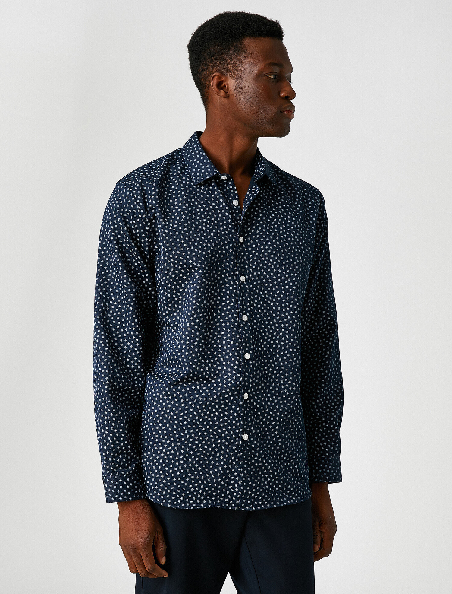   Slim Fit Mikro Desenli Gömlek Non Iron