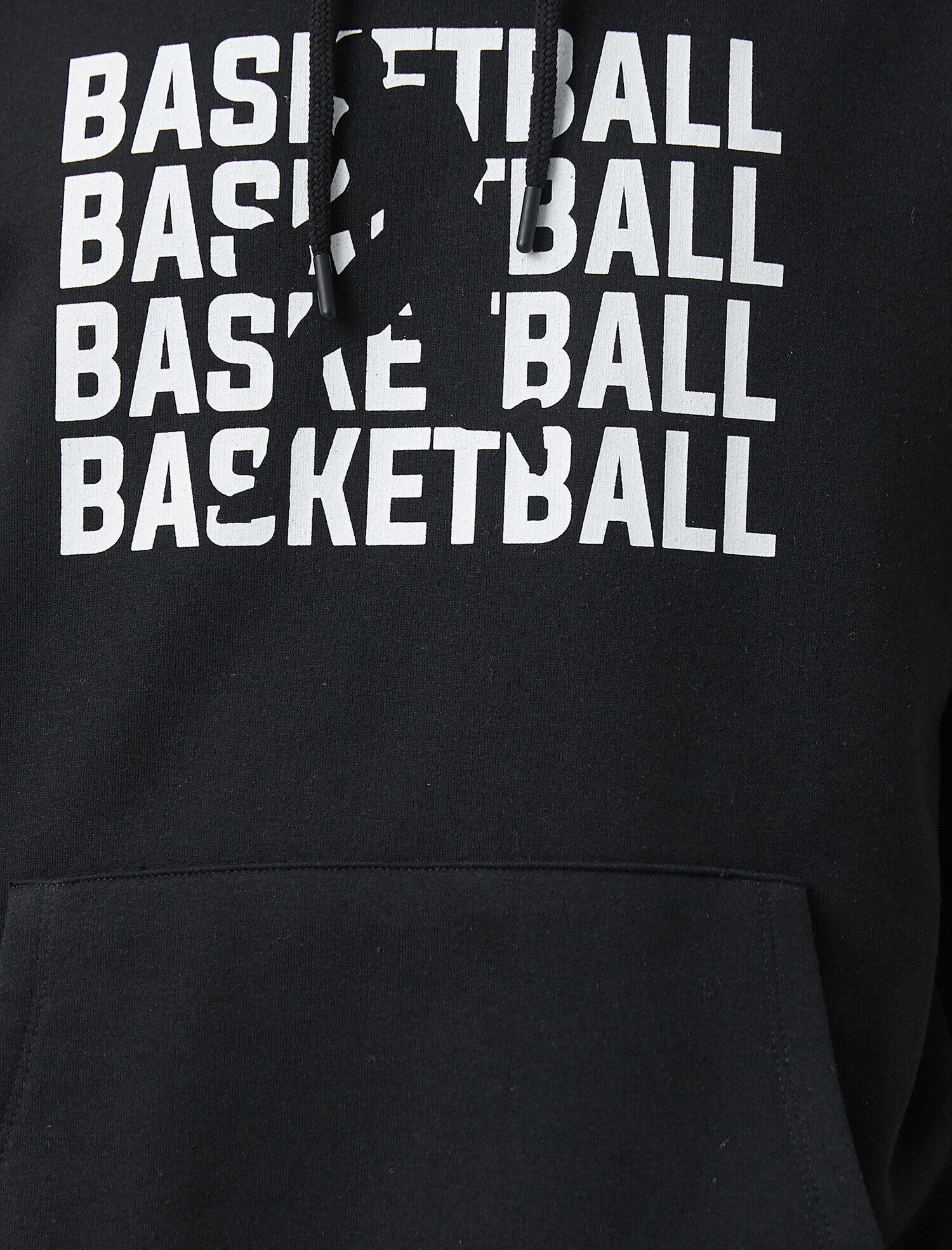   Kapşonlu Basketbol Temalı Baskılı Kanguru Cepli Sweatshirt