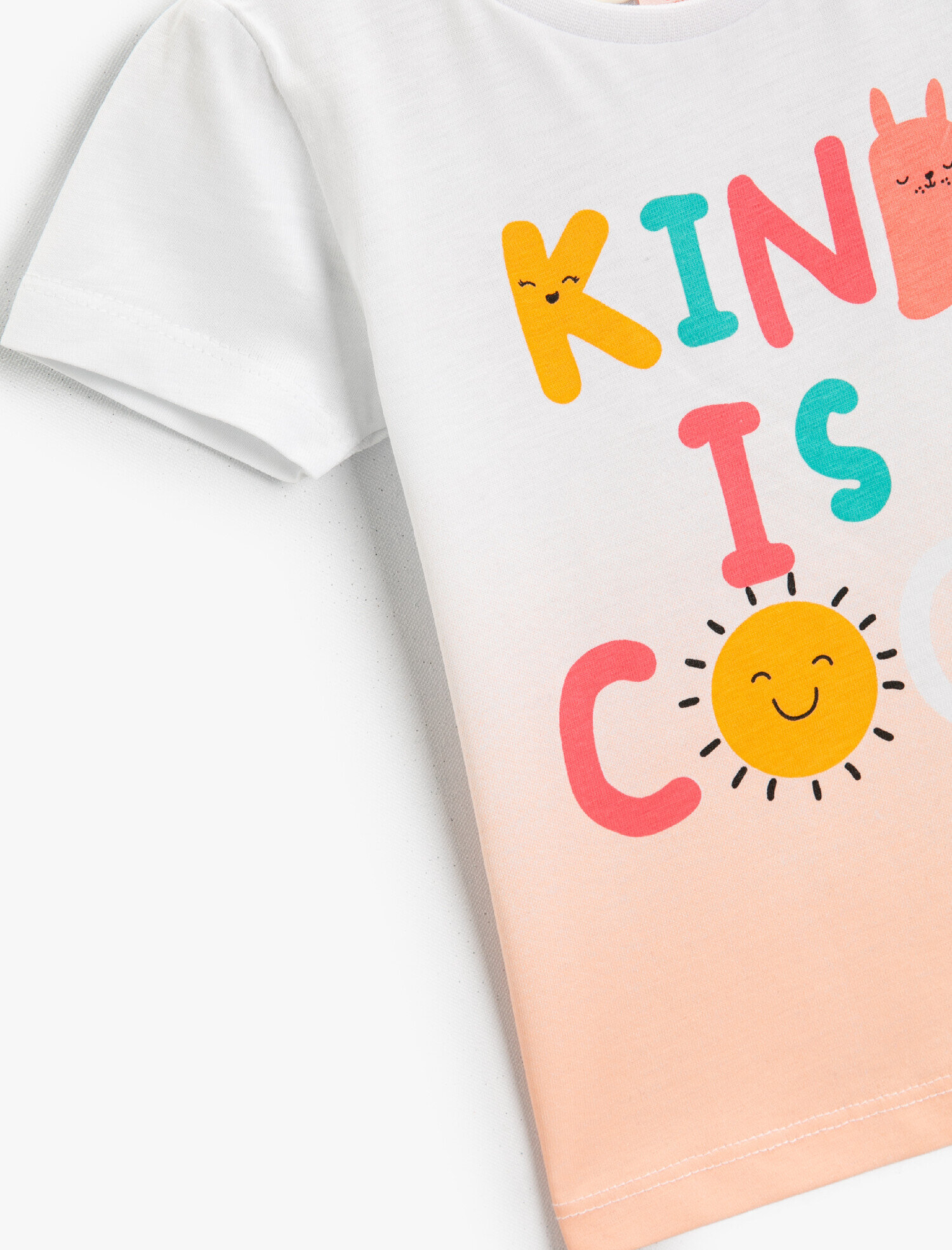  Kız Bebek Slogan Baskılı Tişört Bisiklet Yaka Pamuklu