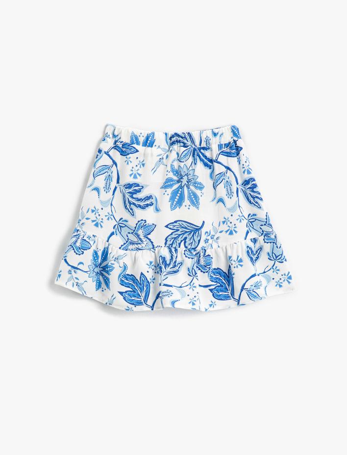 Kız Çocuk Çiçekli Mini Etek Fırfırlı