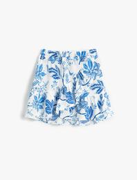 Çiçekli Mini Etek Fırfırlı