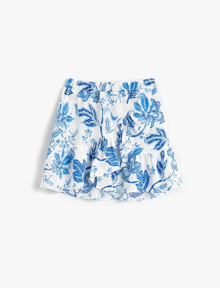 Kız Çocuk Çiçekli Mini Etek Fırfırlı