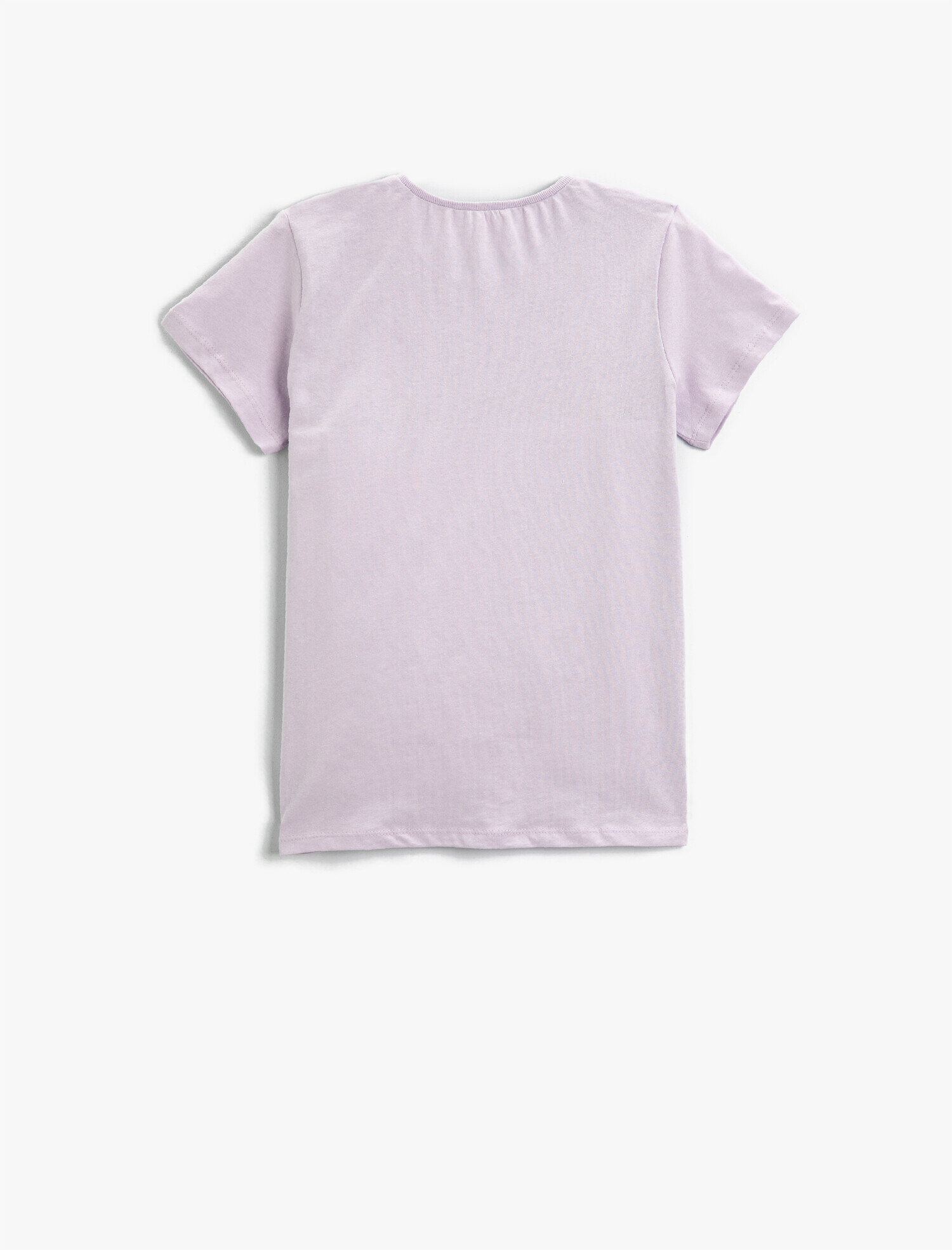  Kız Çocuk Çiçek Desenli Pul Payetli Kısa Kollu Bisiklet Yaka Tişört Pamuklu