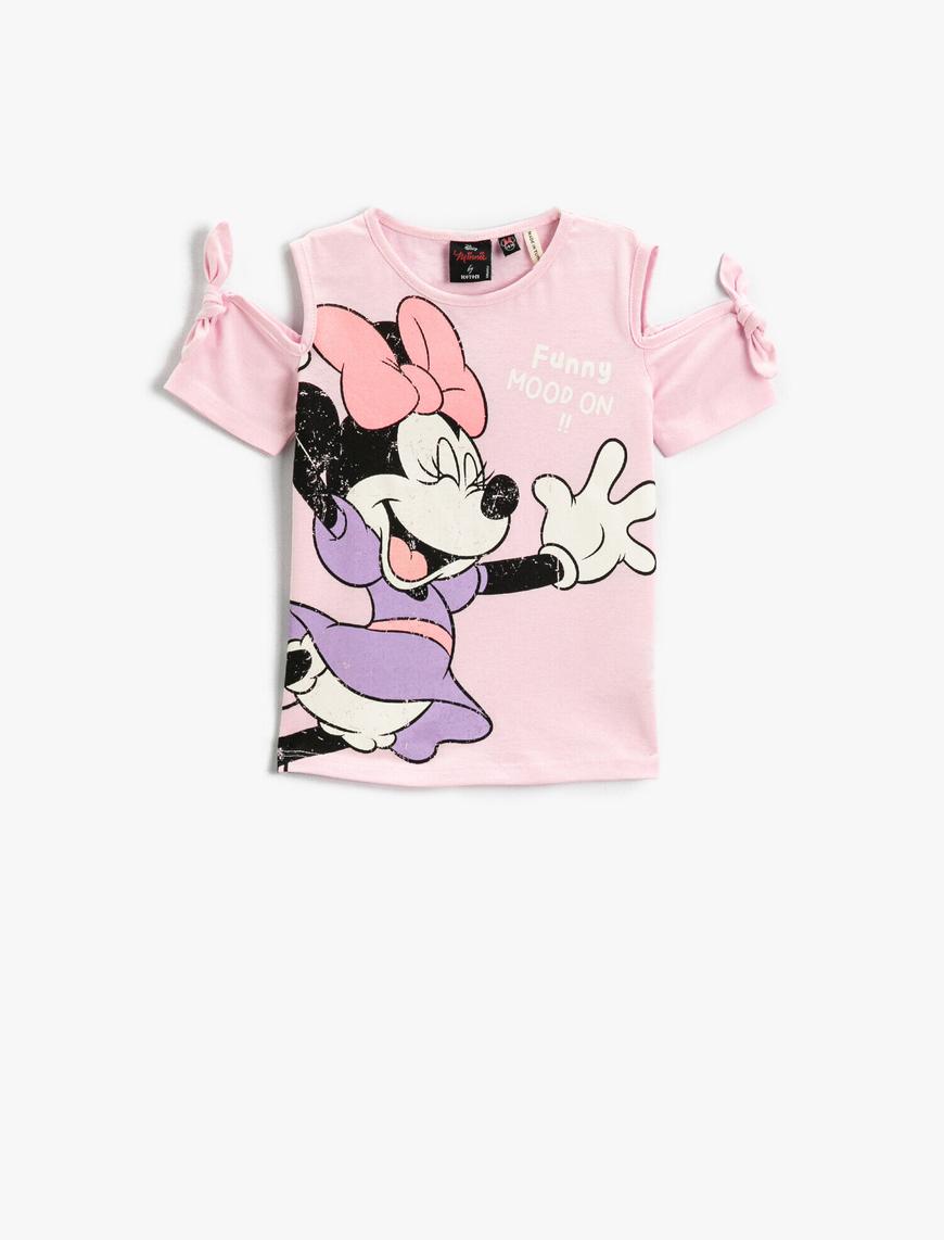  Kız Bebek Minnie Mouse Lisanslı Omuz Detaylı Tişört Pamuklu