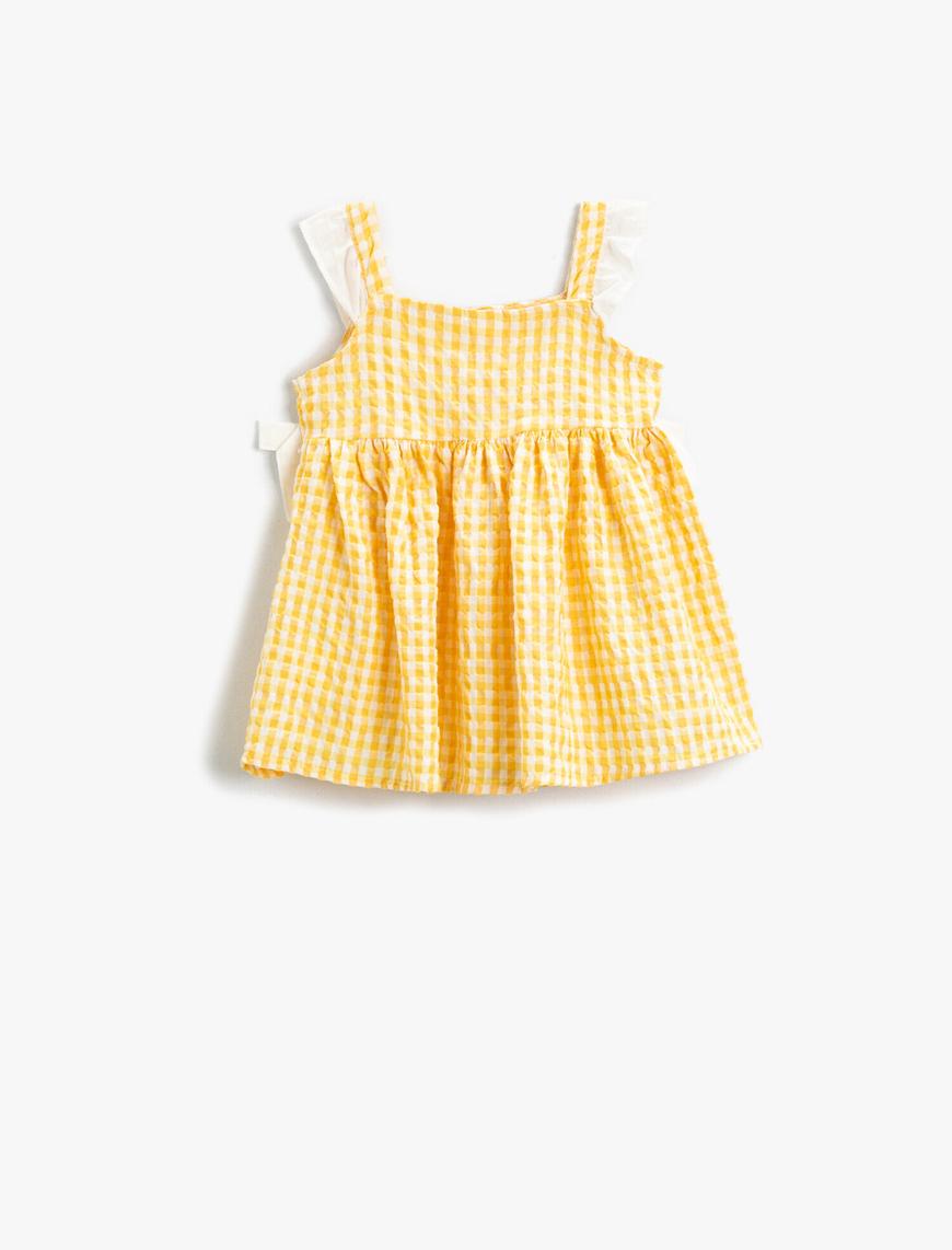  Kız Bebek Elbise Fırfırlı Askılı Pamuklu
