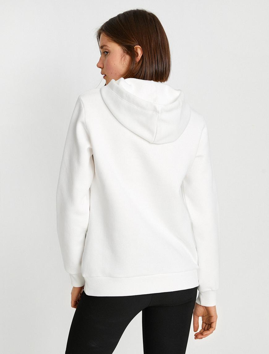   Baskılı Cepli Sweatshirt İçi Polarlı