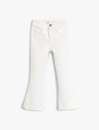 İspanyol Paça Kot Pantolon Yırtmaç Detaylı - Flare Jean