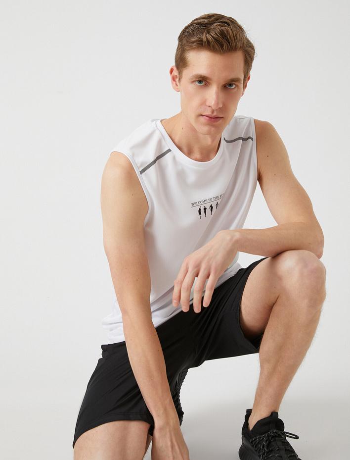  Slogan Baskılı Atlet Bisiklet Yaka