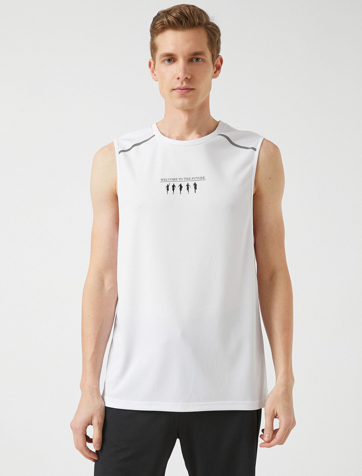   Slogan Baskılı Atlet Bisiklet Yaka