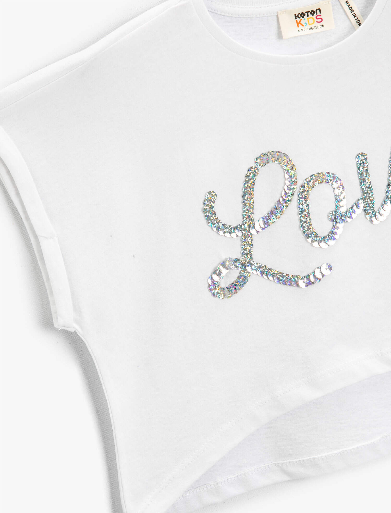  Kız Çocuk Pul Payetli Crop Kolsuz Bisiklet Yaka Tişört Pamuklu