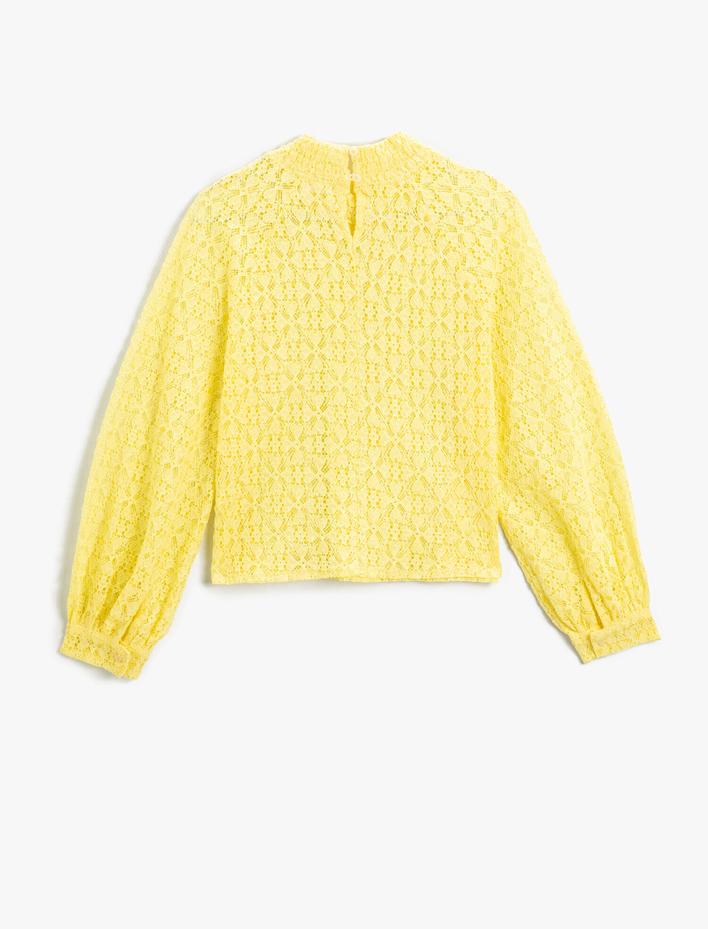  Dantelli Transparan Uzun Kollu Balıkçı Yaka Bluz