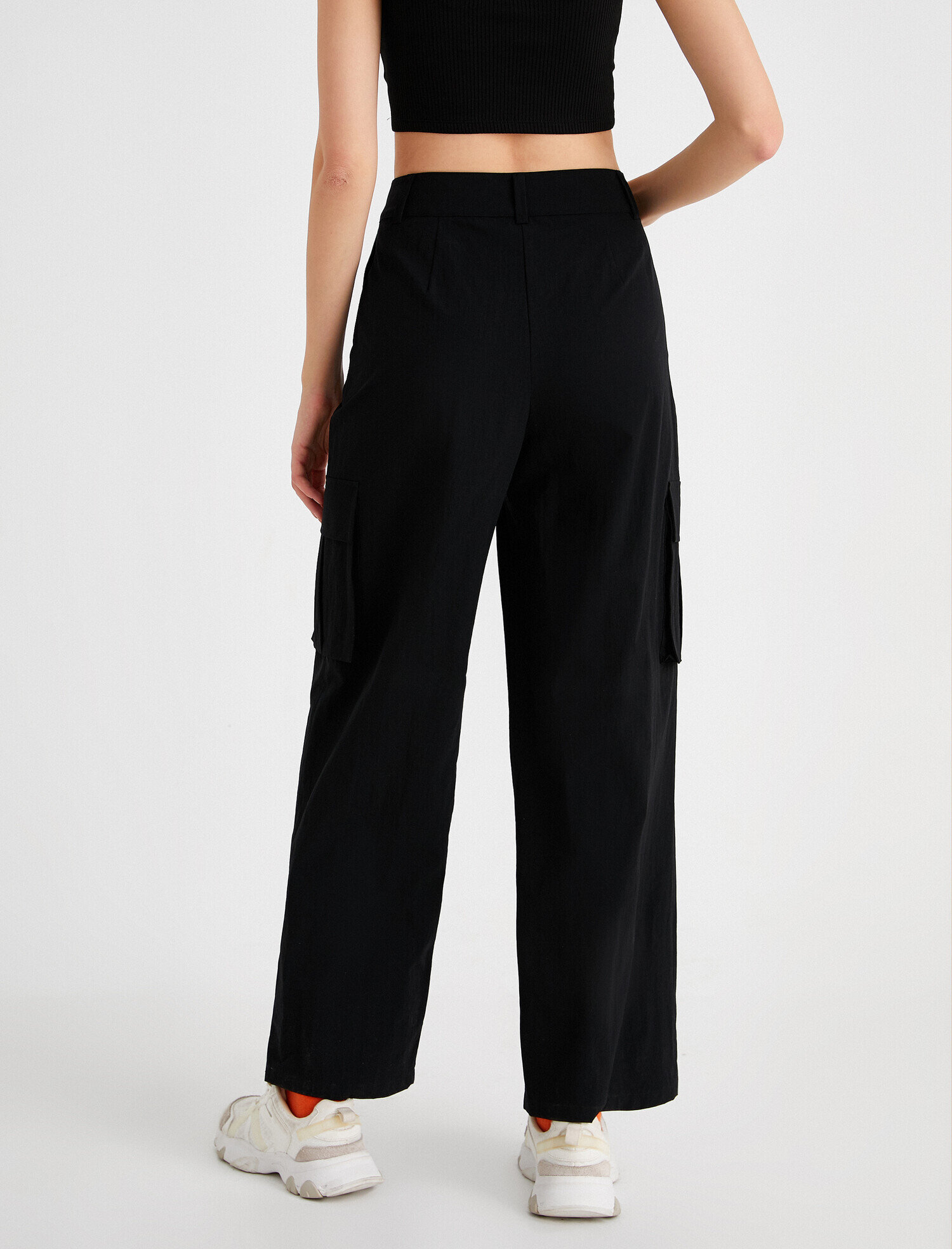   Geniş Paça Cepli Yüksek Bel Pantolon