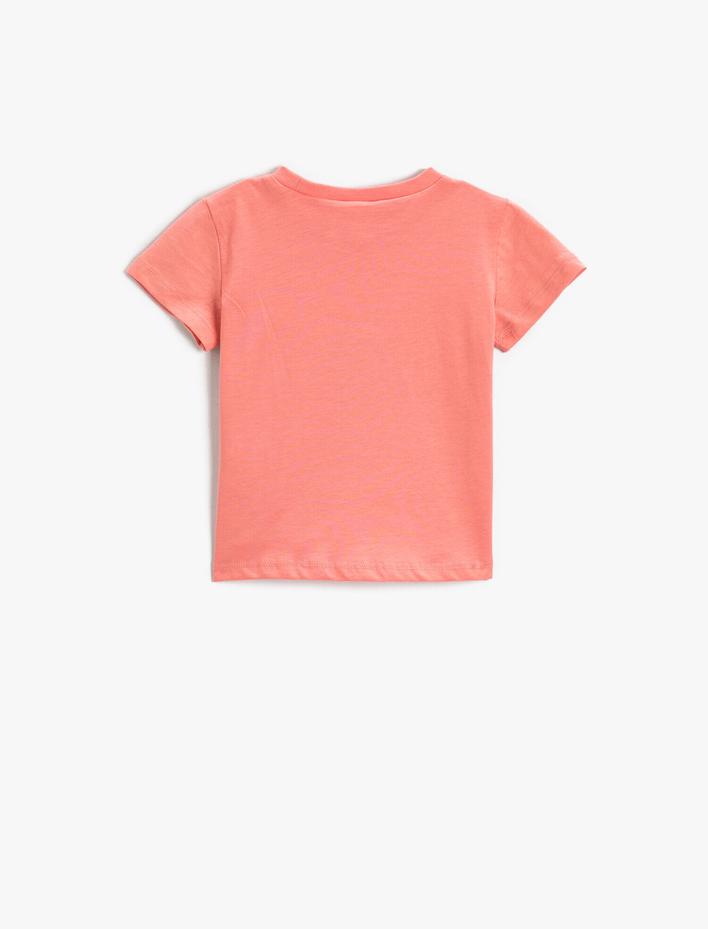 Kız Bebek Dondurma Baskılı Tişört Kısa Kollu Bisiklet Yaka Pamuklu