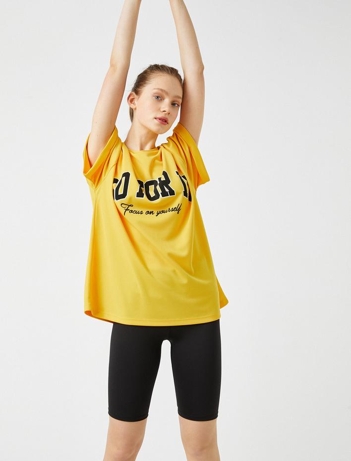  Sloganlı Oversize Spor Tişört