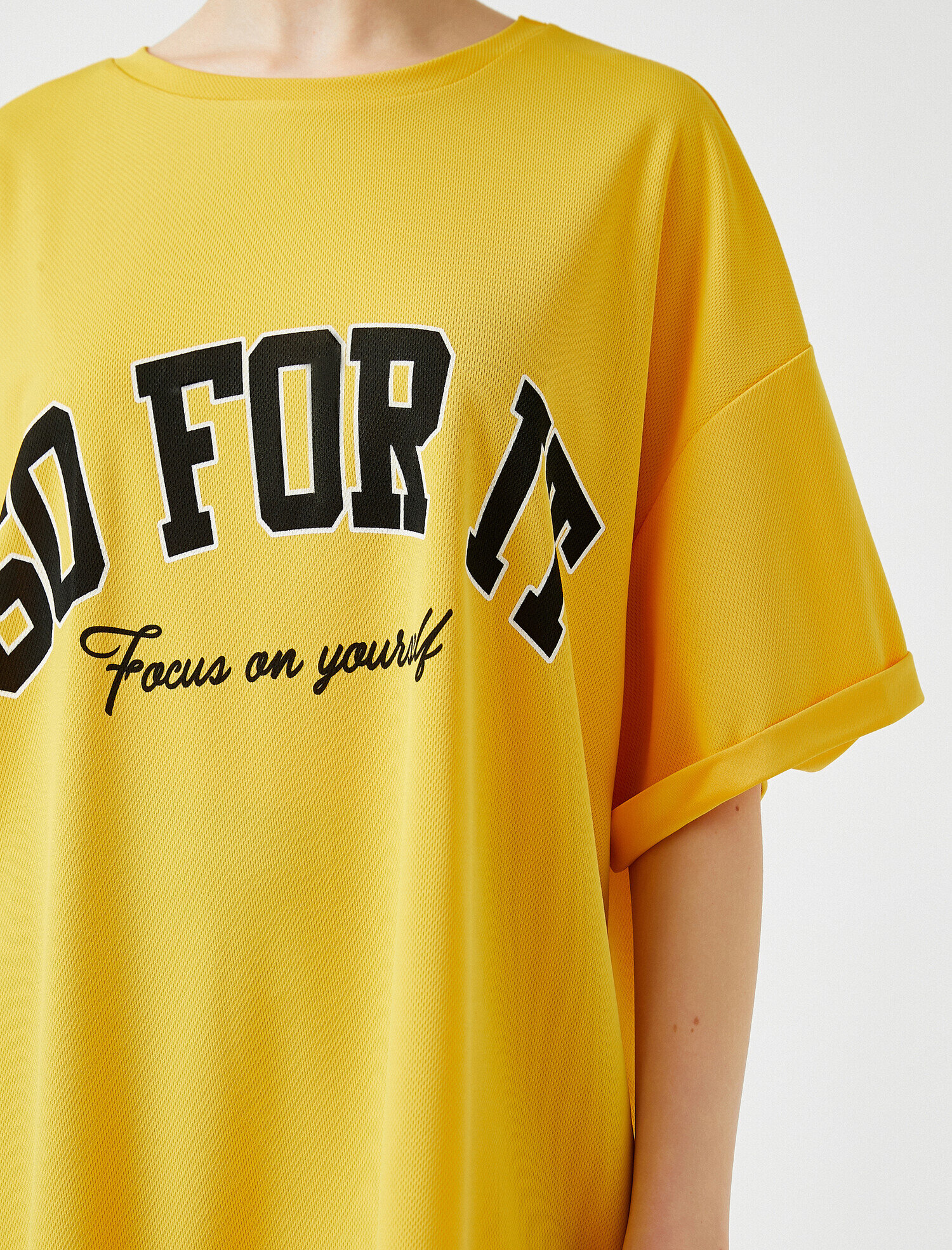   Sloganlı Oversize Spor Tişört